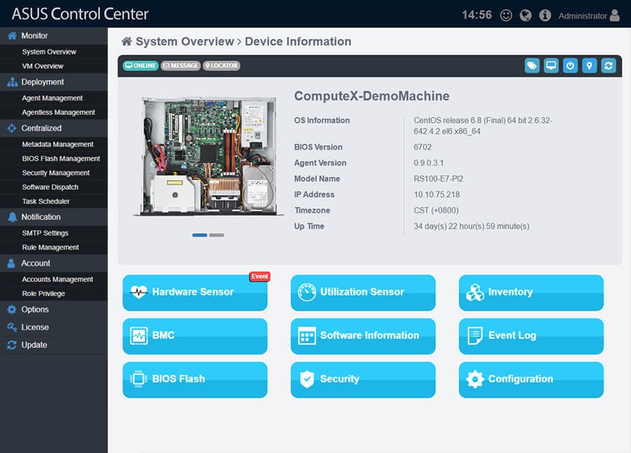 ASUS Control Center UI