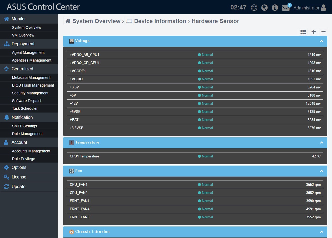 ASUS Control Center UI