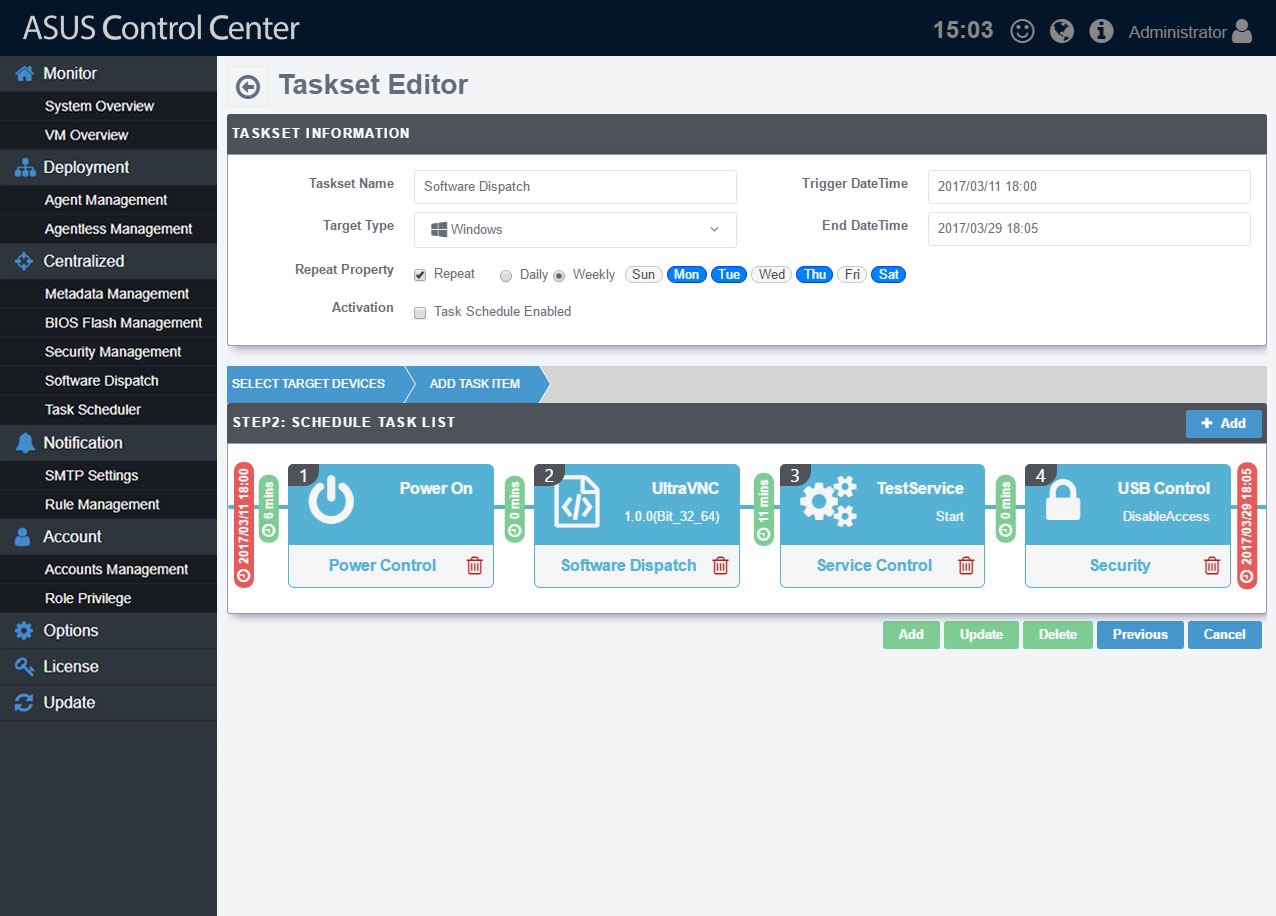 ASUS Control Center UI